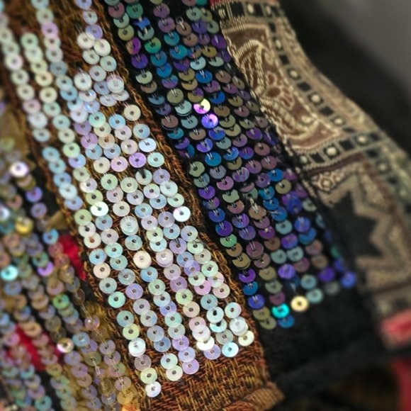 COLDWATER CREEK Womens Petite XL Velvet Sequin Tapestry‎ Jacket Boho Fall Artsy - Picture 3 of 8